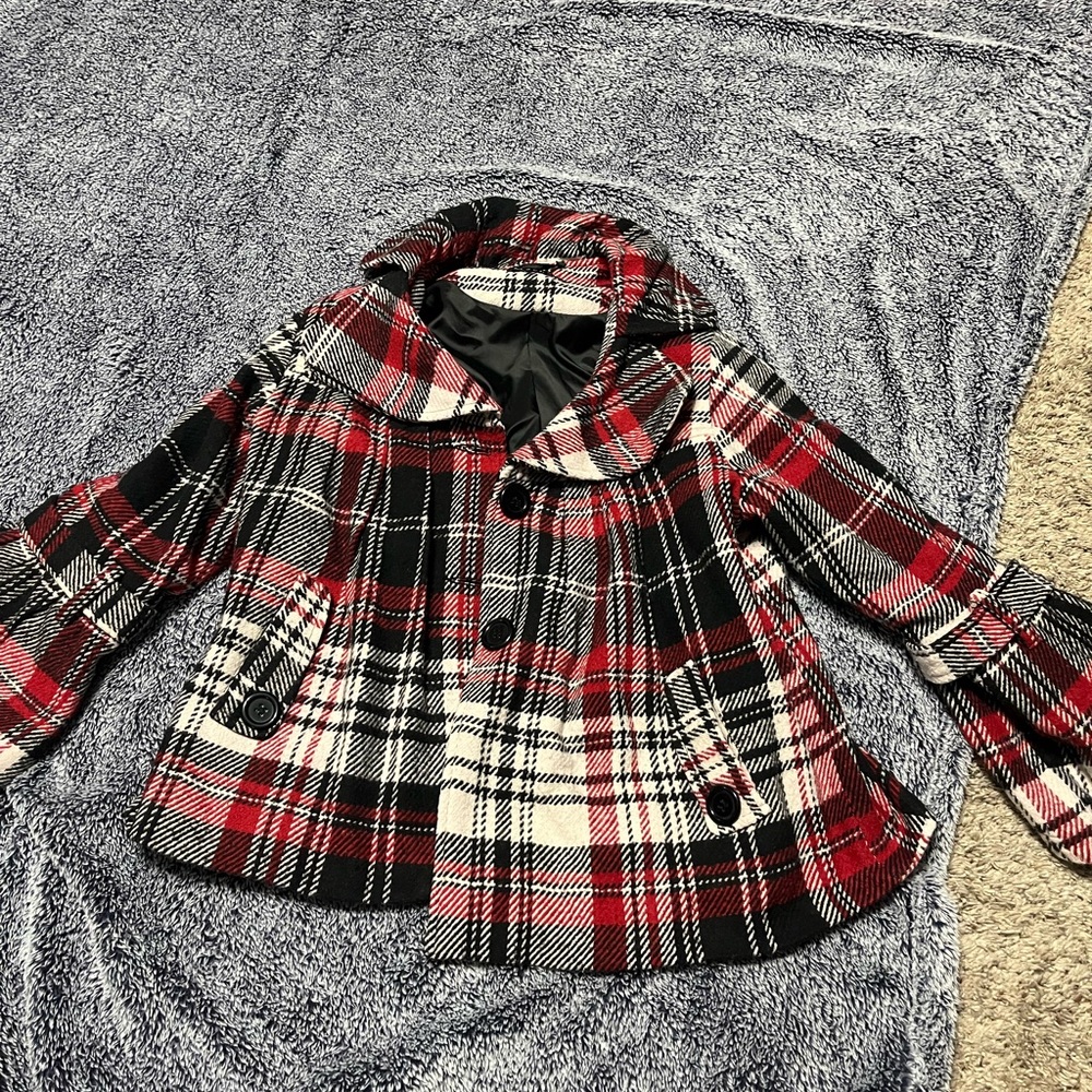 Plaid red black and white blazer flare sleeves cute,circleville pumpkin show